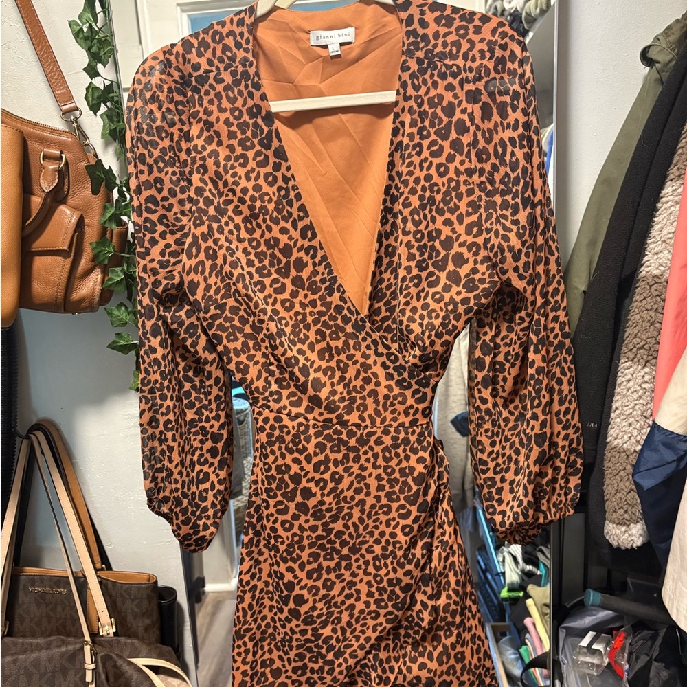 Gianni Bini Orange and Black Animal Print Dress